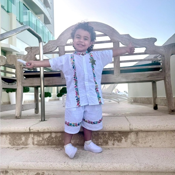 White with Colorful Floral Button Down Shirt - Picture 6 of 6